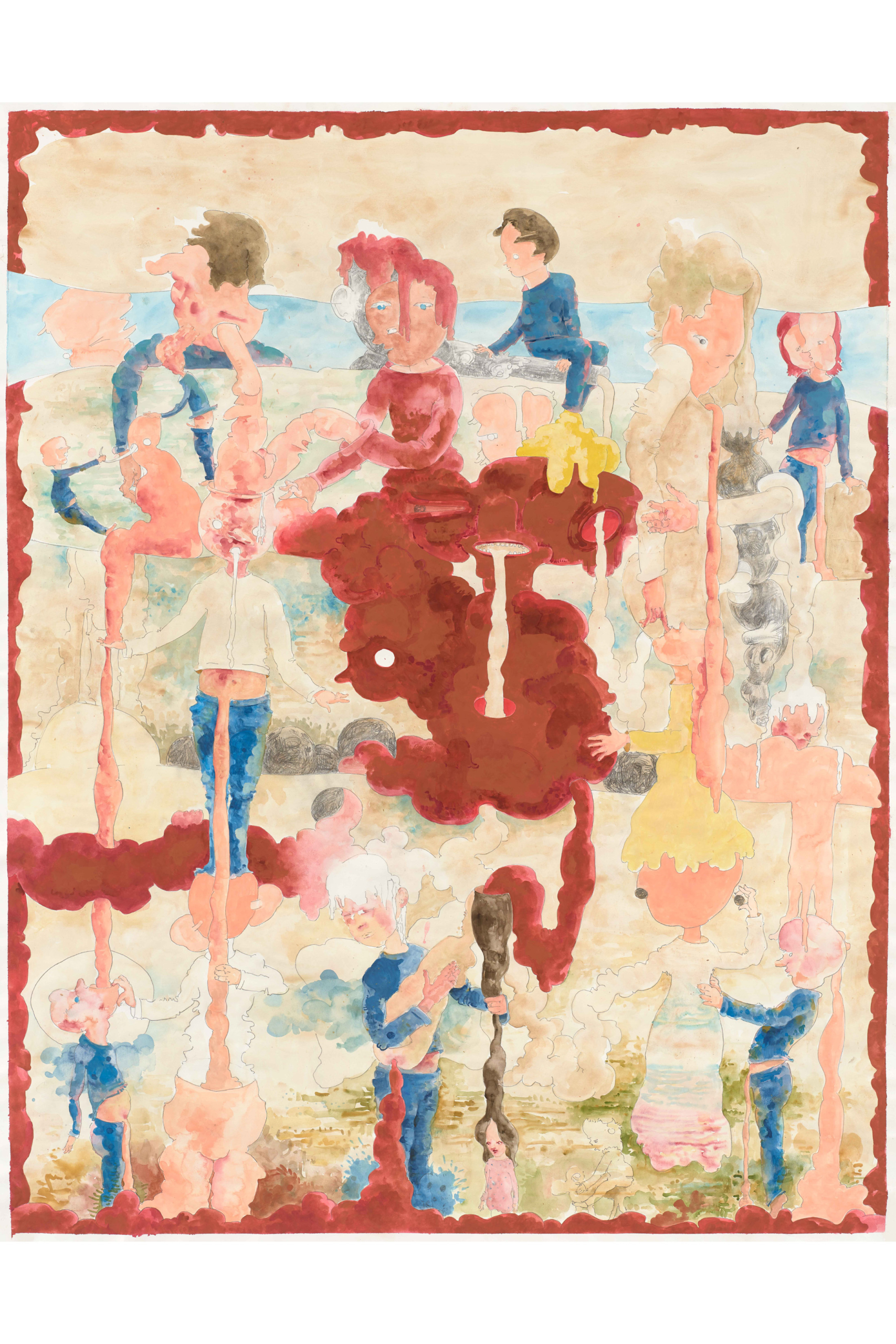Michael Kalmbach – Trickle Down Theorie – 2019, Gouche-Bleistift auf Papier, 150x117cm – galerie metzger art kunst gallery