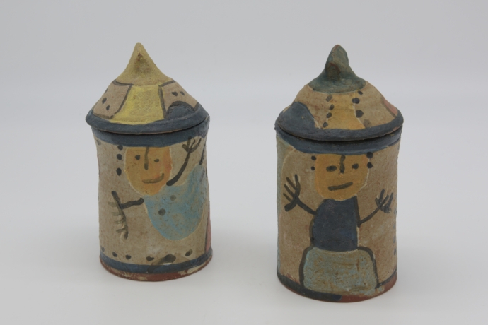 Joerg von Manz - 2 Lid jars - 15,5x8x8 und 16x8x8 cm